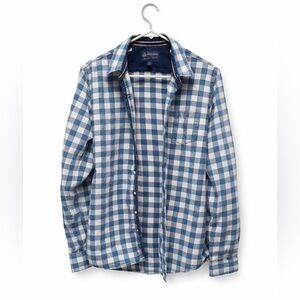 American Rag Men’s Blue and White Plaid Button Down Collared Shirt Size Medium